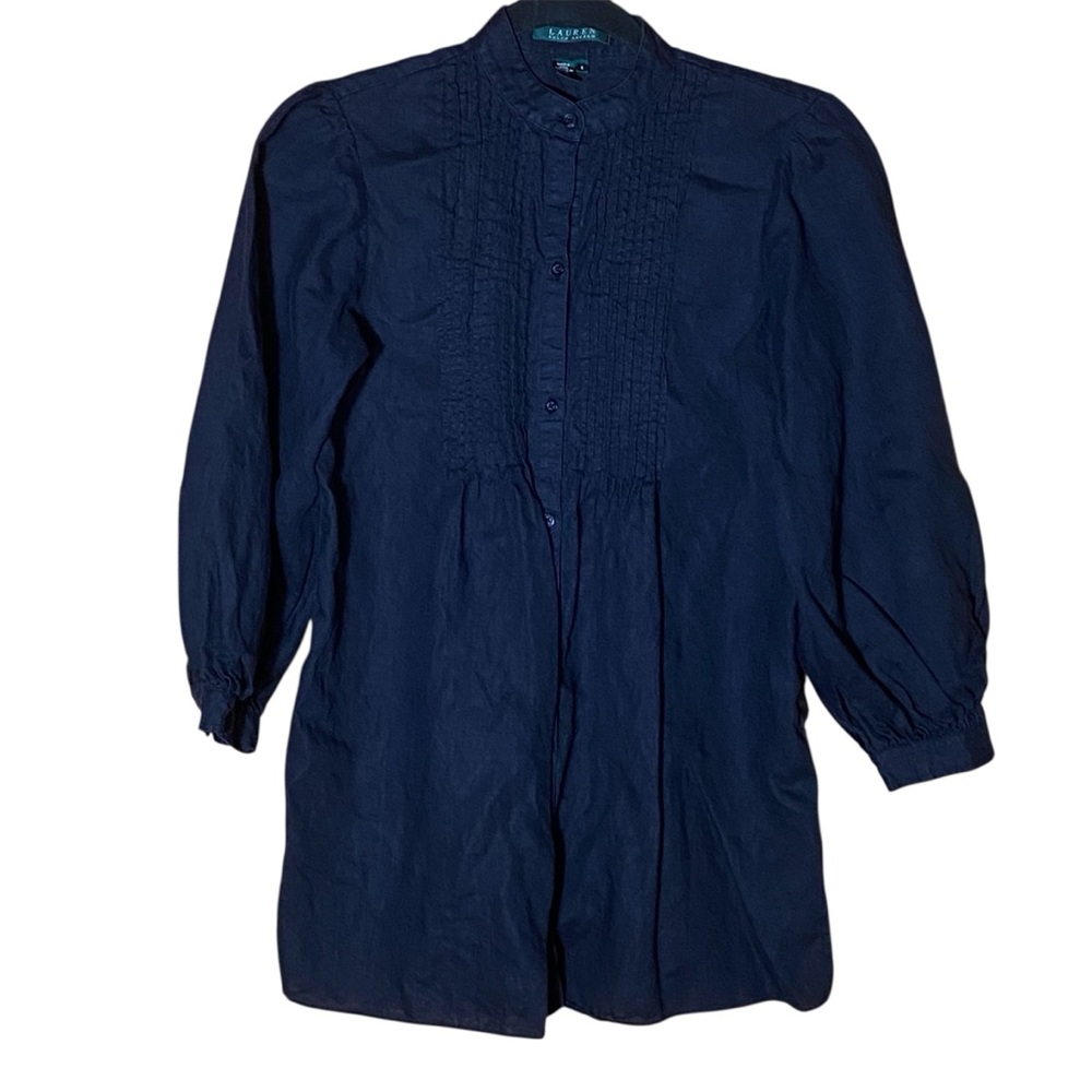 Ralph Lauren Black Linen Button Down Top Size Small